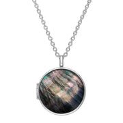 Sterling Silver Dark Mother of Pearl Large Round Locket, P3551C.