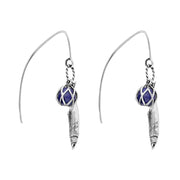 Sterling Silver Emma Stothard Silver Darling Lapis Lazuli Float Charm Hook Earrings, E2582_2