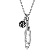 Sterling Silver Emma Stothard Silver Darling Whitby Jet Float Medium Charm Necklace, P3594.