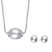Sterling Silver Grey Freshwater Baroque Pearl Two Piece Set