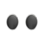 Sterling Silver Hematite 7 x 5mm Classic Small Oval Stud Earrings, E005