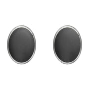Sterling Silver Hematite 8 x 10mm Classic Large Oval Stud Earrings, E007