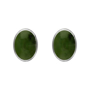 Sterling Silver Jade 7 x 5mm Classic Small Oval Stud Earrings, E005