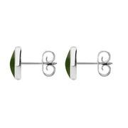 Sterling Silver Jade 8mm Classic Large Round Stud Earrings, e004