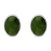 Sterling Silver Jade 8 x 10mm Classic Large Oval Stud Earrings, E007