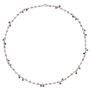 Sterling Silver Labradorite Amethyst 4mm Bead Chain Link Necklace, N952_16.