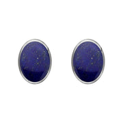 Sterling Silver Lapis Lazuli 7 x 5mm Classic Small Oval Stud Earrings, E005
