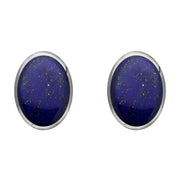 Sterling Silver Lapis Lazuli 8 x 10mm Classic Large Oval Stud Earrings, E007