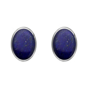 Sterling Silver Lapis Lazuli 8 x 6mm Classic Medium Oval Stud Earrings, E006