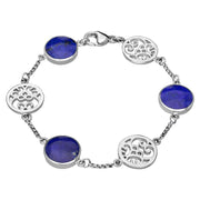 Sterling Silver Lapis Lazuli Flore Filigree Bracelet, B943