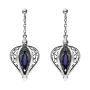 Sterling Silver Lapis Lazuli Flore Filigree Drop Earrings, E1781