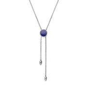 Sterling Silver Lapis Lazuli Lineaire Round Stone Adjustable Necklace. N1136.