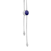 Sterling Silver Lapis Lazuli Lineaire Round Stone Adjustable Necklace. N1136_2