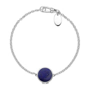 Sterling Silver Lapis Lazuli Round Locket Chain Bracelet, B1248.
