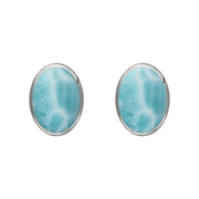 Sterling Silver Larimar 7 x 5mm Classic Small Oval Stud Earrings, E005