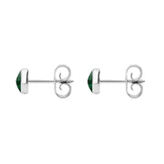 Sterling Silver Malachite 5mm Classic Small Round Stud Earrings, E002