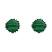 Sterling Silver Malachite 5mm Classic Small Round Stud Earrings, E002