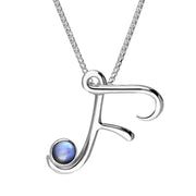 Sterling Silver Moonstone Love Letters Initial F Necklace, P3453C.