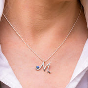 Sterling Silver Moonstone Love Letters Initial H Necklace, P3455C.