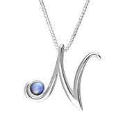 Sterling Silver Moonstone Love Letters Initial N Necklace, P3461C.