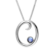 Sterling Silver Moonstone Love Letters Initial O Necklace, P3462C.