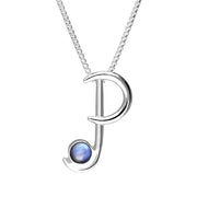 Sterling Silver Moonstone Love Letters Initial P Necklace, P3463C.