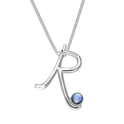 Sterling Silver Moonstone Love Letters Initial R Necklace, P3465C.