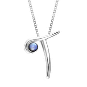 Sterling Silver Moonstone Love Letters Initial T Necklace, P3467C.