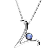 Sterling Silver Moonstone Love Letters Initial V Necklace, P3469C.