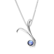 Sterling Silver Moonstone Love Letters Initial Y Necklace, P3472C.