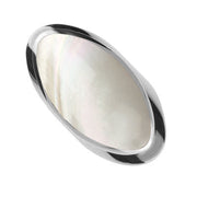 Sterling Silver Mother of Pearl Large Oval Statement Ring, R013.