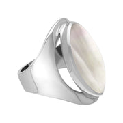 Sterling Silver Mother of Pearl Medium Oval Ring. R012.