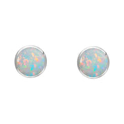 Sterling Silver Opal 4mm Classic Small Round Stud Earrings, E001