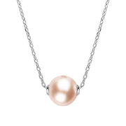 Sterling Silver Peach Pearl Bead Necklace. N852.
