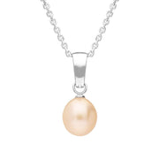 Sterling Silver Peach Pearl Drop Necklace, P1822C.