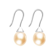 Sterling Silver Peach Pearl Hook Drop Earrings. E1356.