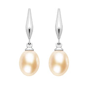 Sterling Silver Pearl Peach Drop Earrings. E1354.
