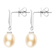 Sterling Silver Pearl Peach Drop Earrings. E1354.