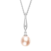 Sterling Silver Pearl Peach Drop Necklace, P1818C.