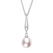 Sterling Silver Pink Freshwater Pearl Drop Necklace, P1820C.