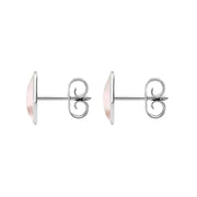 Sterling Silver Pink Mother of Pearl 8 x 10mm Classic Large Oval Stud Earrings, E007