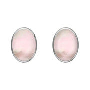 Sterling Silver Pink Mother of Pearl 8 x 6mm Classic Medium Oval Stud Earrings, E006