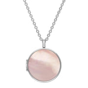 Sterling Silver Pink Mother of Pearl Large Round Locket, P3551C.