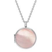 Sterling Silver Pink Mother of Pearl Medium Round Locket, P3550C.