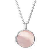 Sterling Silver Pink Mother of Pearl Small Round Locket, P3549C.