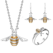 Sterling Silver Rose Gold Plated Large Bee Three Piece Set, S217.