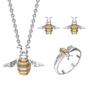 Sterling Silver Rose Gold Plated Small Bee Three Piece Set, S215.