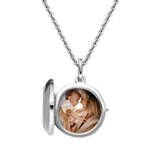 Sterling Silver Small Round Faceted Edge Keepsake Locket, P2626C. 