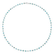 Sterling Silver Turquoise 4mm Bead Chain Link Necklace, N952_16.