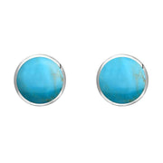 Sterling Silver Turquoise 6mm Classic Medium Round Stud Earrings, E003